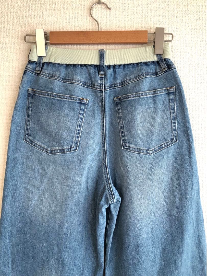 試着のみ♪ソフトウエストワイドデニムパンツ【現在販売中】バンヤード
