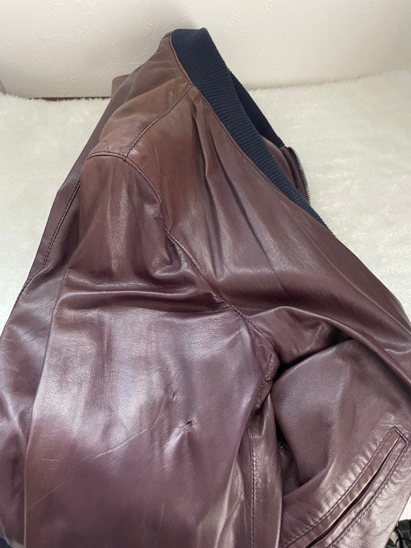 DOLCE&GABBANAシープスキン☆ダークブラウンレザージャケット46/M