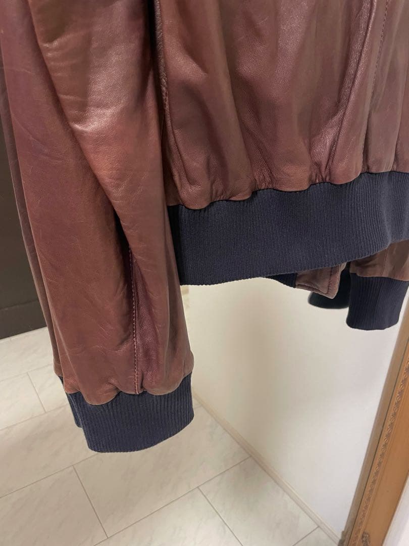 DOLCE&GABBANAシープスキン☆ダークブラウンレザージャケット46/M