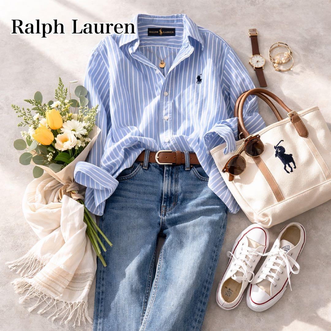 ラルフローレン✨オックスフォード ボタンダウンシャツ ストライプ