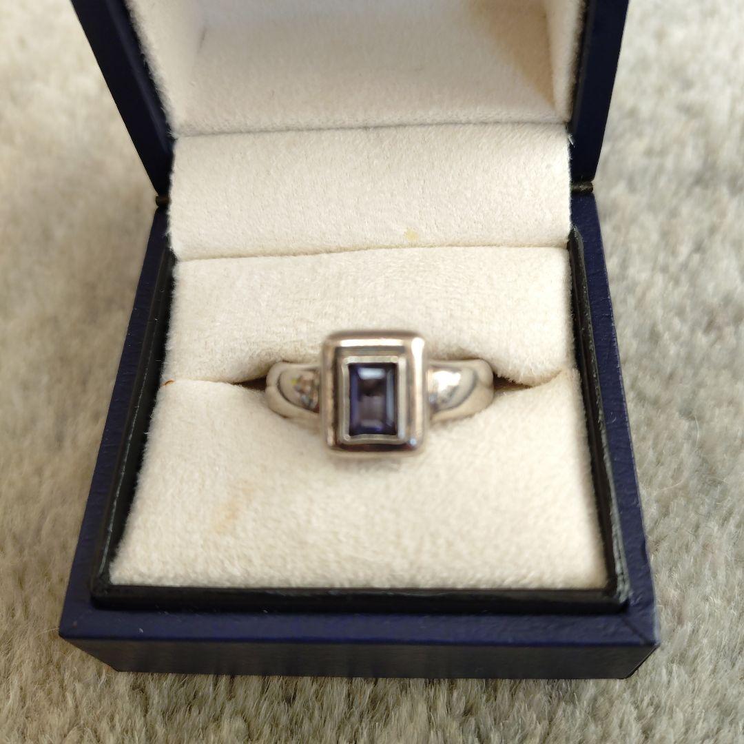 アガット シルバーリング 紫色 スクエアカット 13号 agete アガット シルバーリング 紫色のスクエアカット石 13号