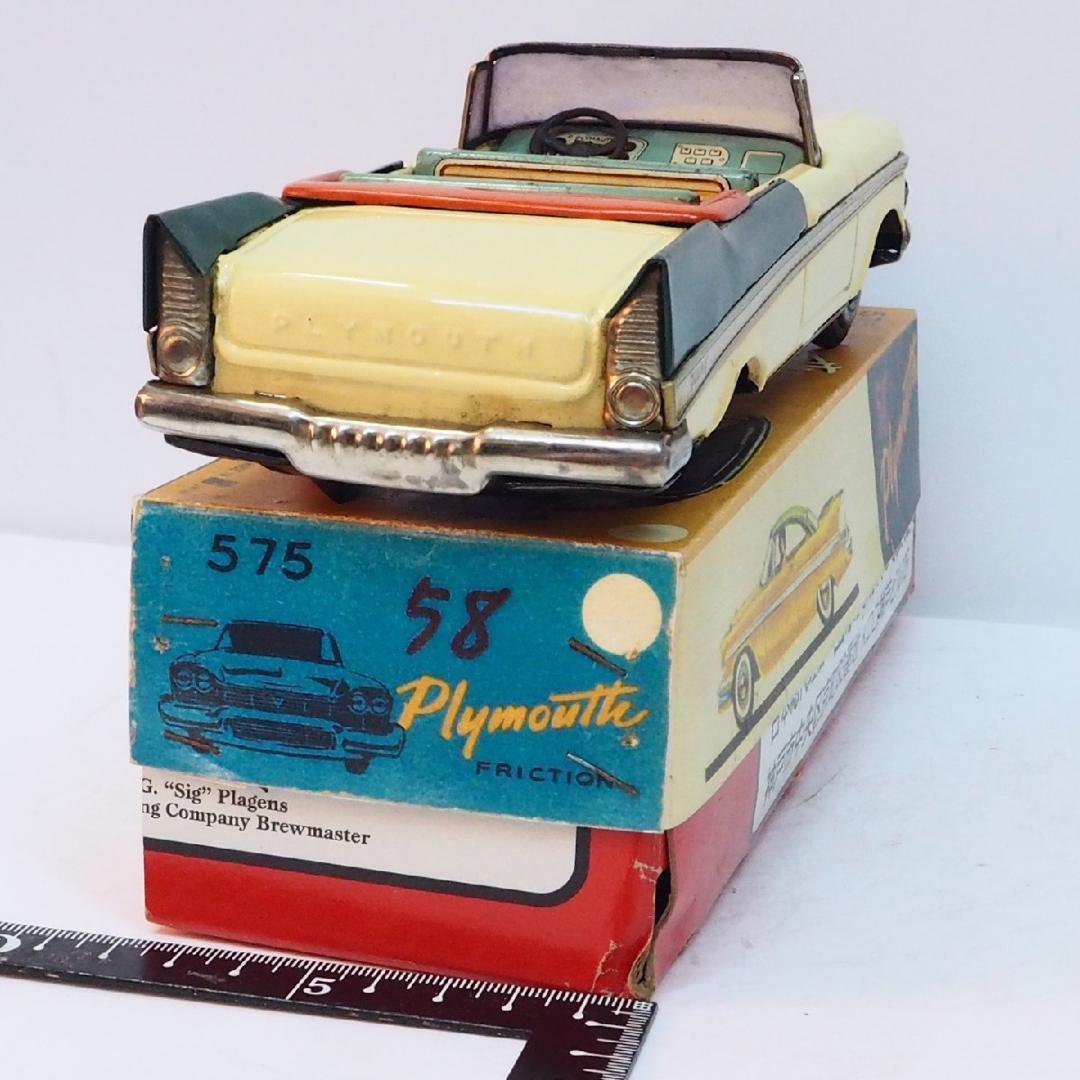 萬代屋【50s プリムス フューリー コンバーチブル白】ブリキtin【箱コピー】