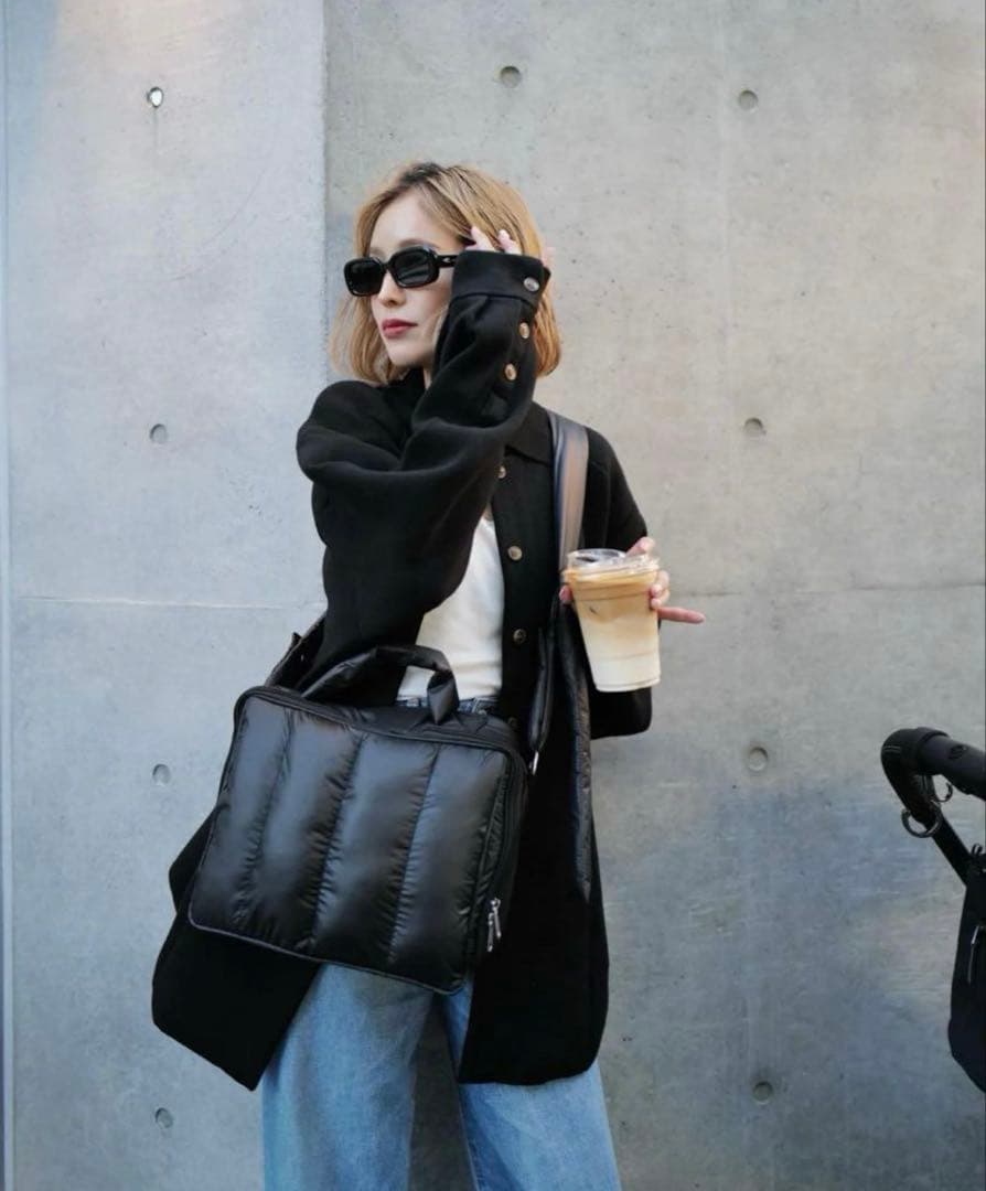 calin quilting mothers pouch bag　-BLK-