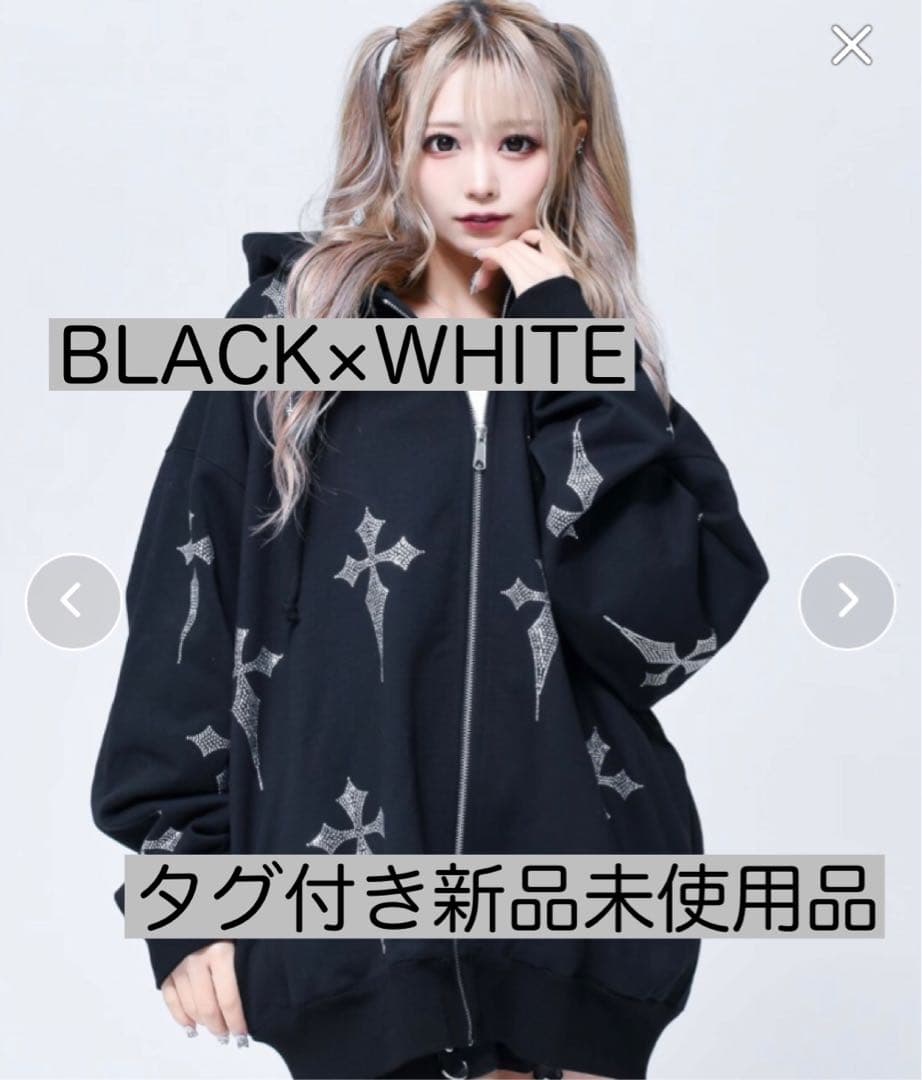 REFLEM レフレム 十字架 クロス ラインストーン パーカー ブラック