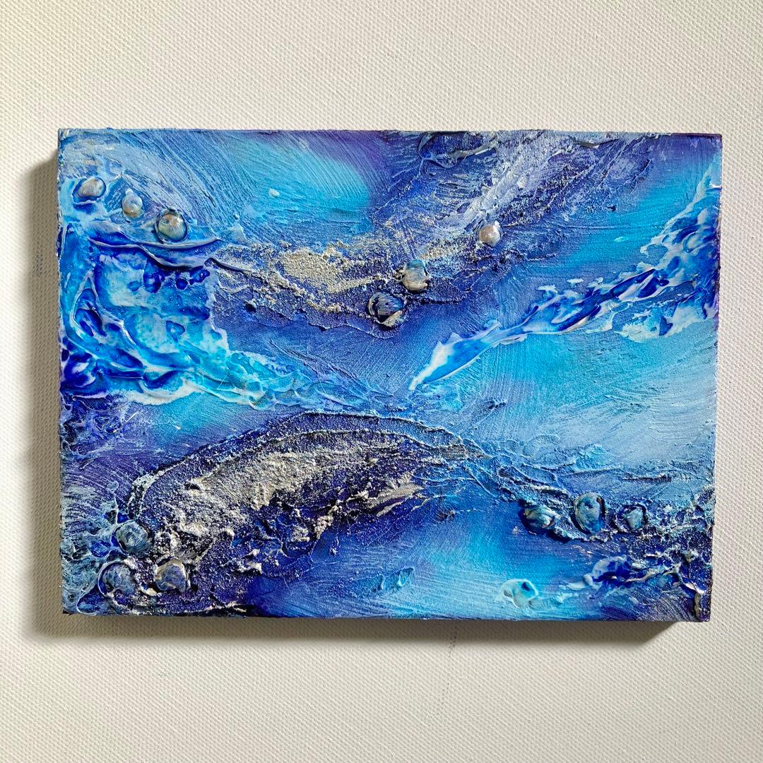 blue shape＊テクスチャーアート 絵画 原画 抽象画 海 青 現代アート