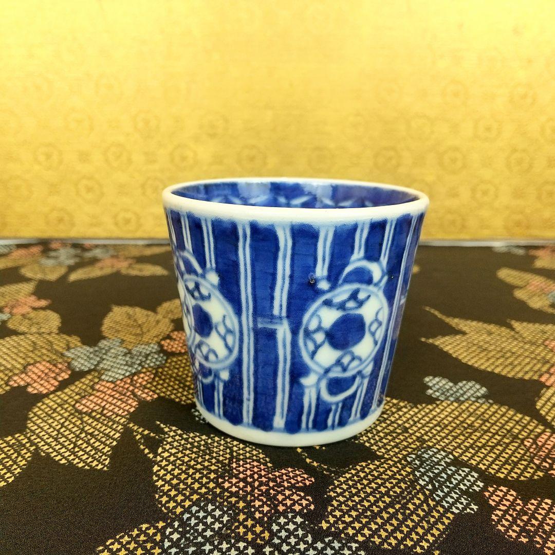 【お値下げしました！】古伊万里　そば猪口　染付　格子　鼓文 139 古伊万里 KOIMARI 染付 格子・鼓文 蕎麦猪口 | imarimaru
