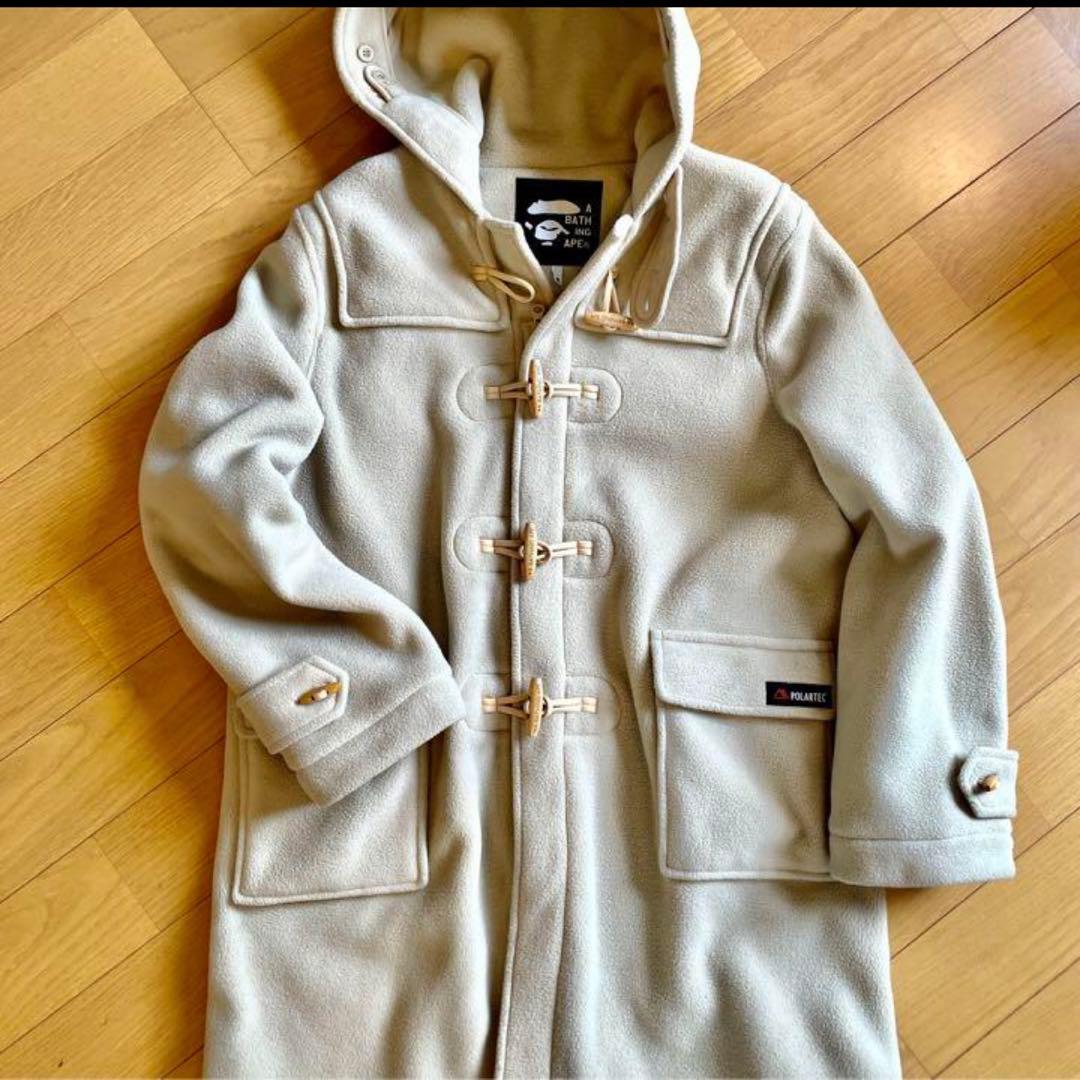 美品 A BATHING APE フリース ダッフルコート ベージュ - メルカリ