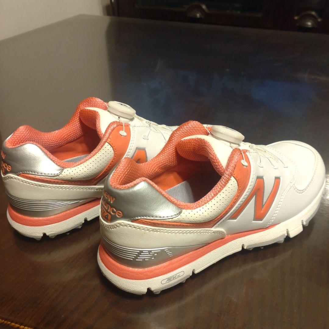 New Balance 574 ゴルフシューズ　24.0cm 　ホワイト　ピンク