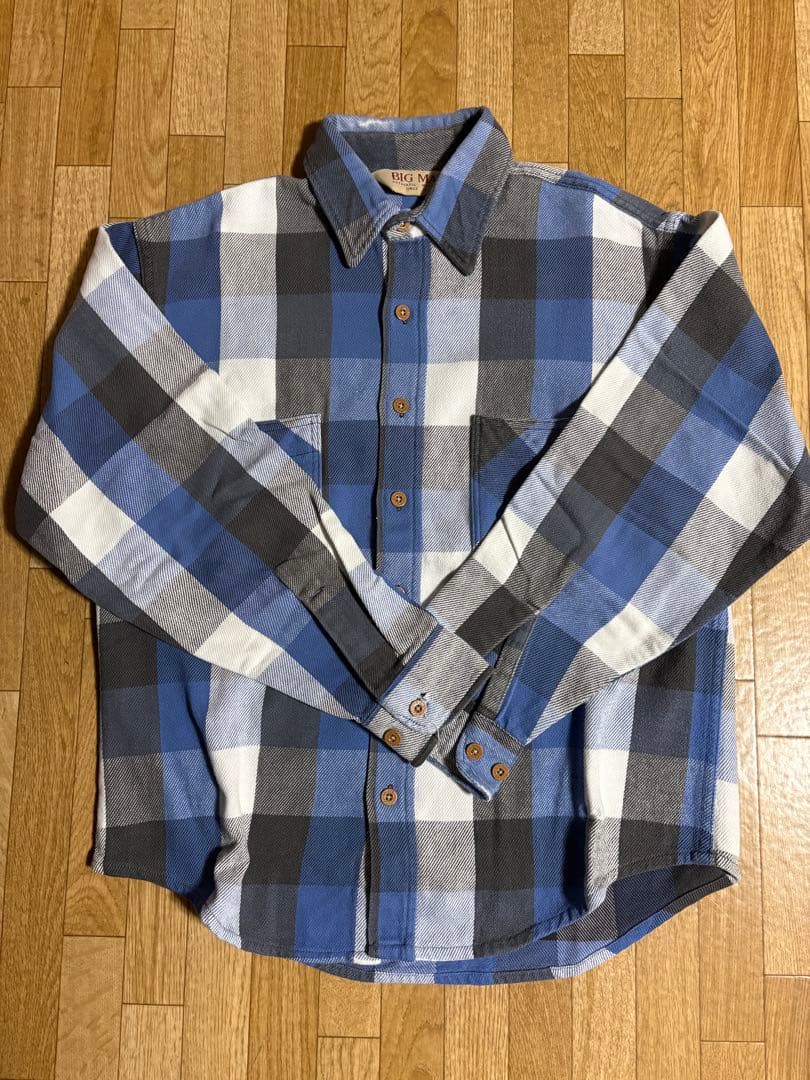 BIG MAC ネルシャツ 古着 ブロックチェック　 USA製80s 90s 古着 90s USA製 BIG MAC ブラック×ブルー×ホワイト ブロック チェック