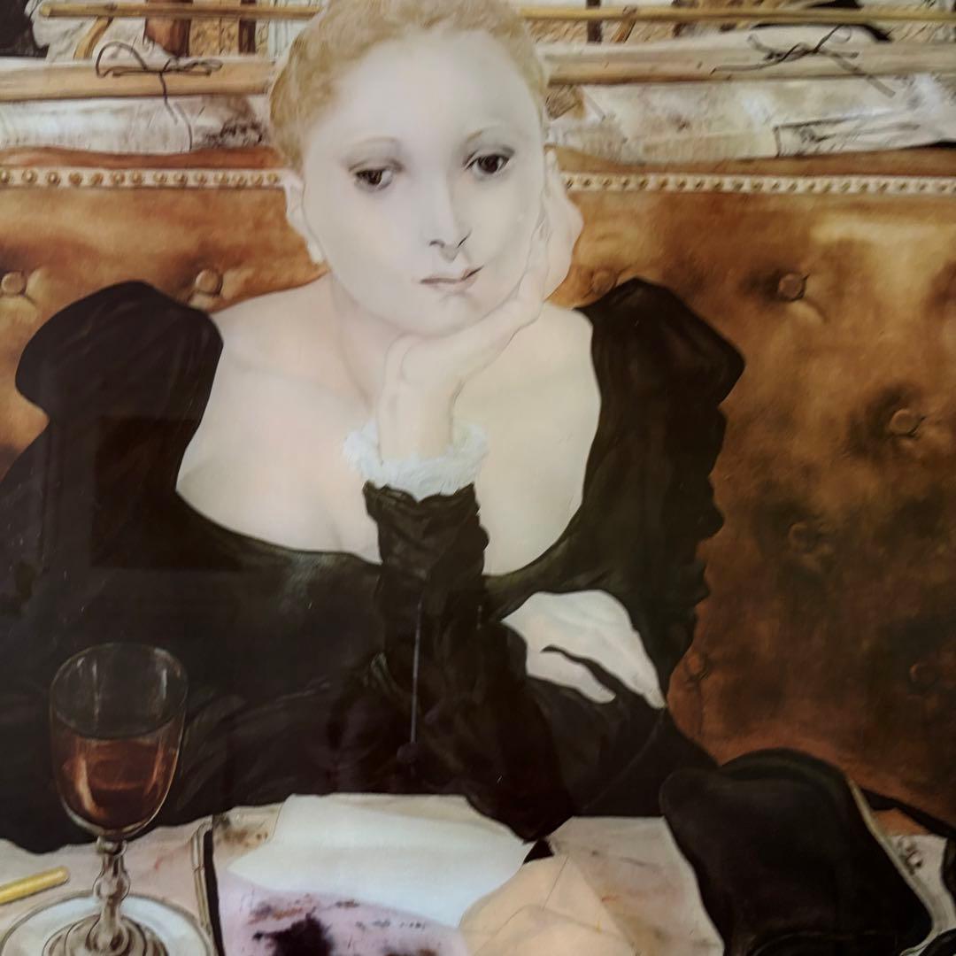 藤田嗣治「CAFE」複製画 印刷工芸画 シルクスクリーン 共同印刷株式会社 J