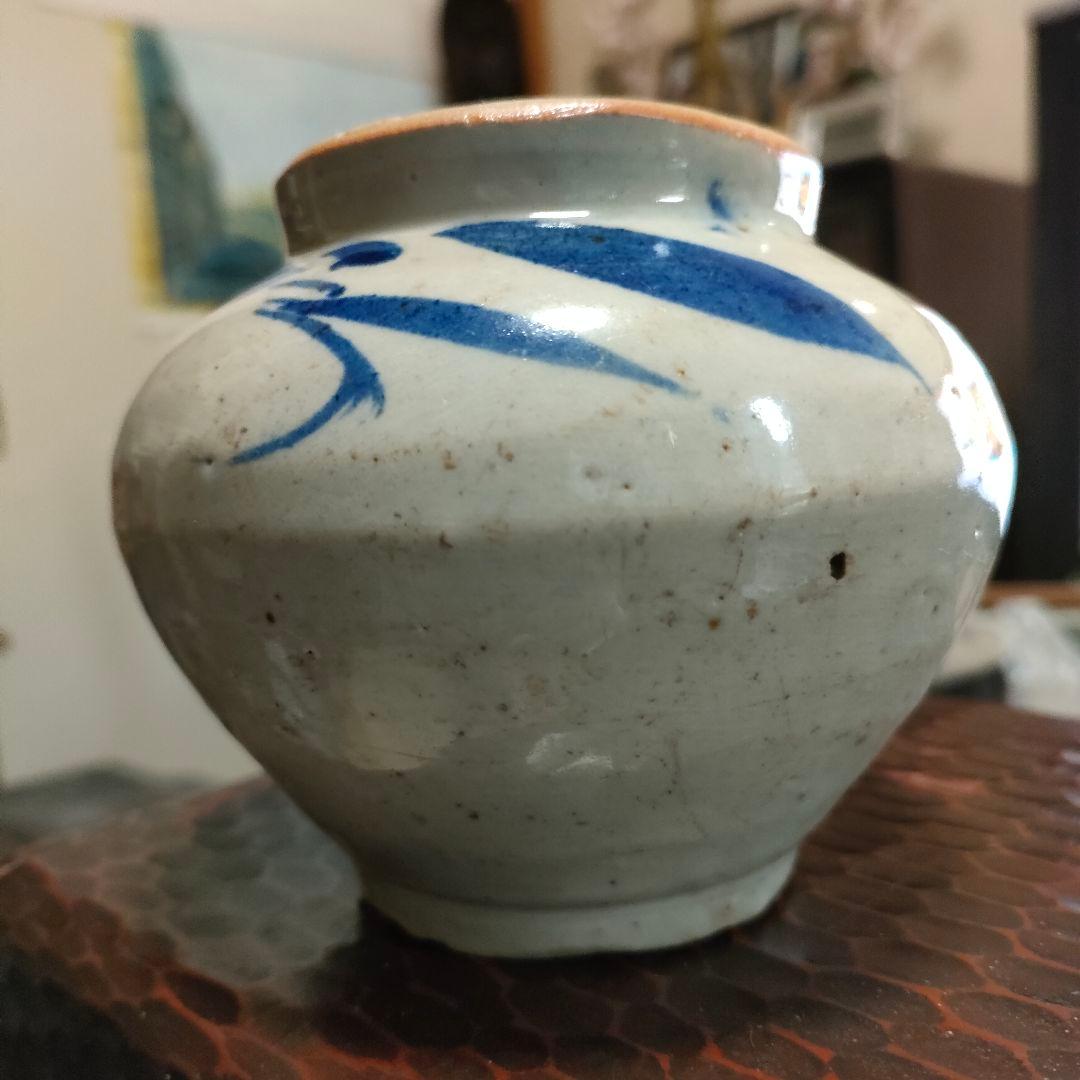 李朝　小壺　染付　朝鮮美術　時代物　骨董アンティーク 李朝 小壺 染付 朝鮮美術 時代物 骨董アンティーク