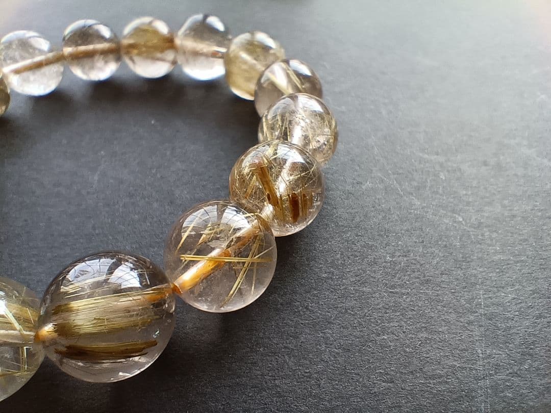 ゴールドルチル クォーツ 12.5mm玉(±0.3mm) 　16cmブレス ⑧