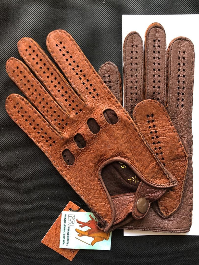 ペッカリー革製ドライビンググローブ（rsl / ドイツ製 / ブラウン/S