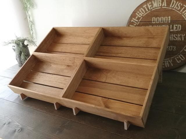 マルシェ傾斜ディスプレイ完成セット（傾斜台と木箱のセット） マルシェ用の傾斜台4箱用x1 ＋ 木箱Sx4 セット - マルシェ青空