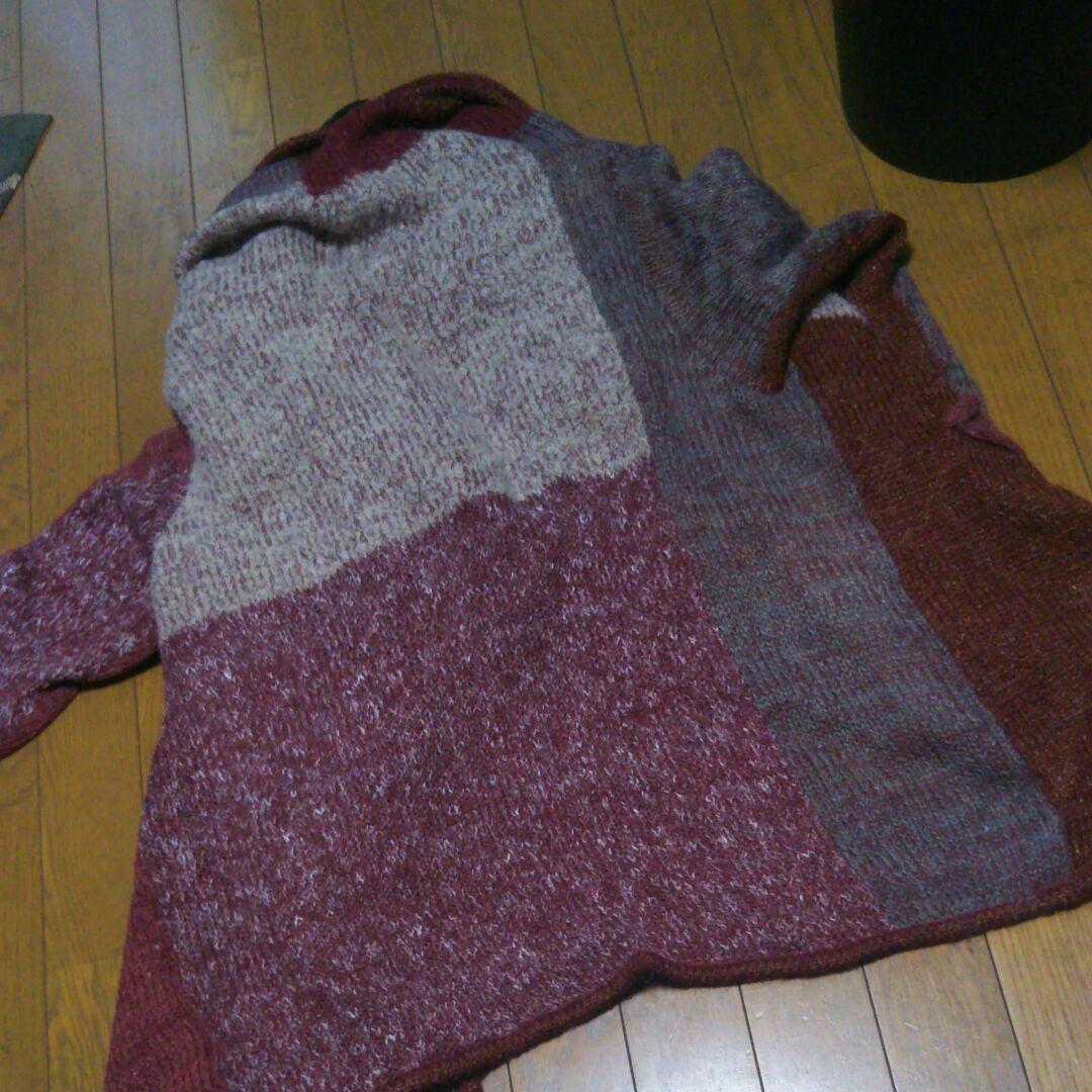 《センソユニコ》再値下❗(新品に近い)えんじ他3色の格子変形ニットコート 619