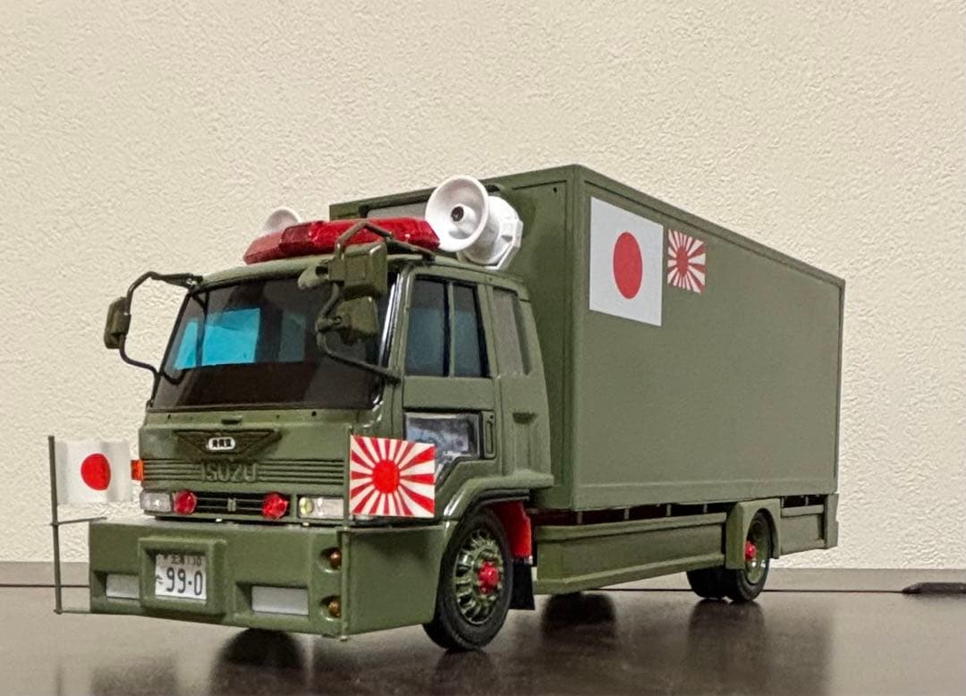 デコトラプラモデル アオシマ 1/32 いすゞ フォワード 街宣車 完成品