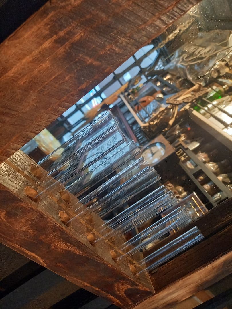 古木材 無垢 オールド エルム 楡の木 ガラス管 ウォール ミラー 壁掛け