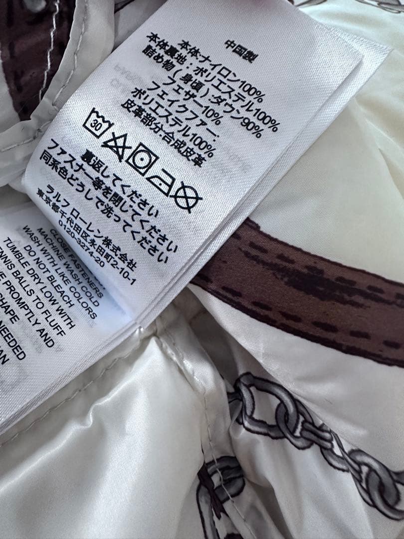 極美品 ラルフローレン アイボリー系 ダウンコート スカーフ柄 - メルカリ