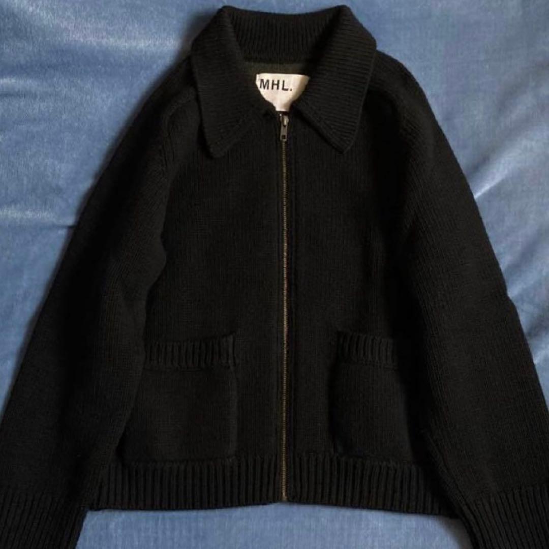 MHL カーディガン MHL./COATED DRY COTTON CARDIGAN WOMENS (NAVY)