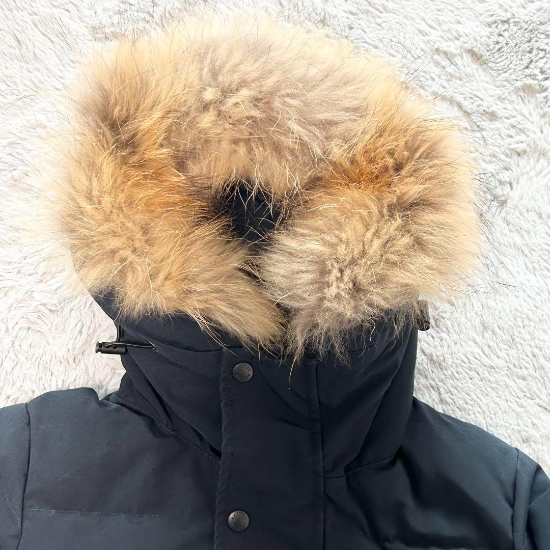 DANTON ファー付き ロングダウンコート❤️ネイビー 36 Aライン - メルカリ