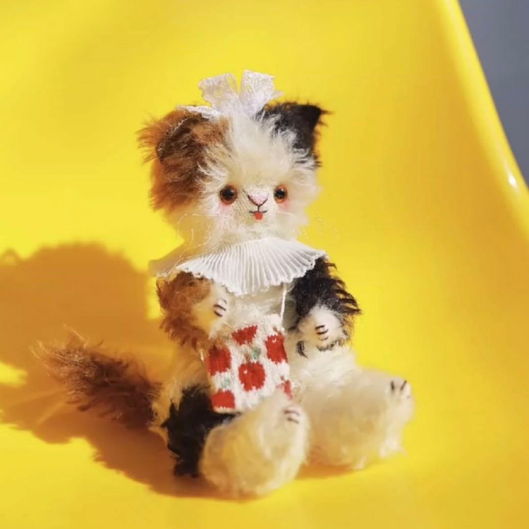 ベロ出しの三毛ちゃん 三毛猫 ねこ ぬいぐるみ 海外作家様 OOAK テディベア