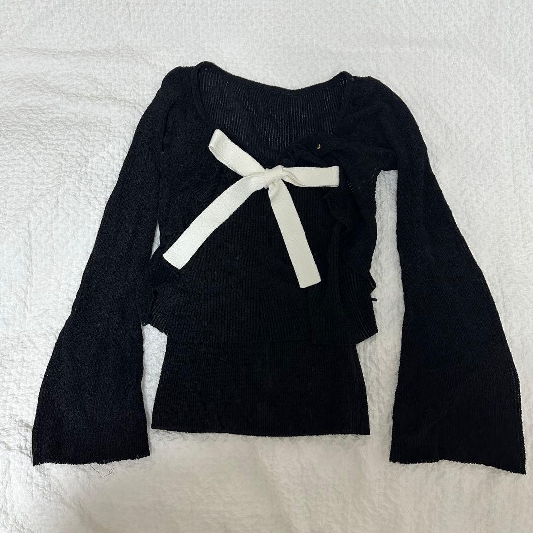 andmary Emma knit flare cardigan set 黒 housing brake