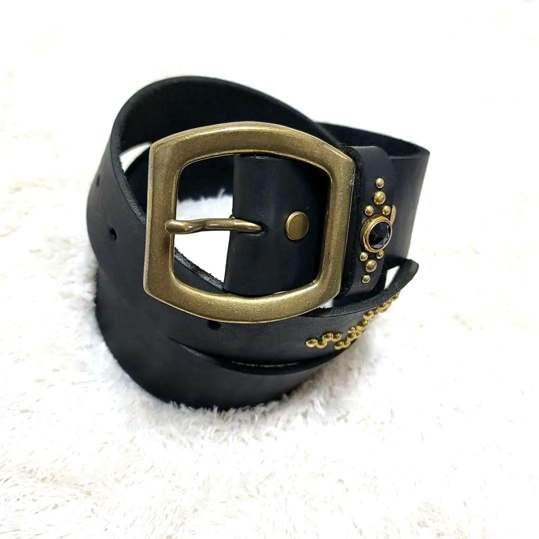 希少 ロイスト ROIST スタッズ ベルトブラックストーン 装飾 レザーベルト