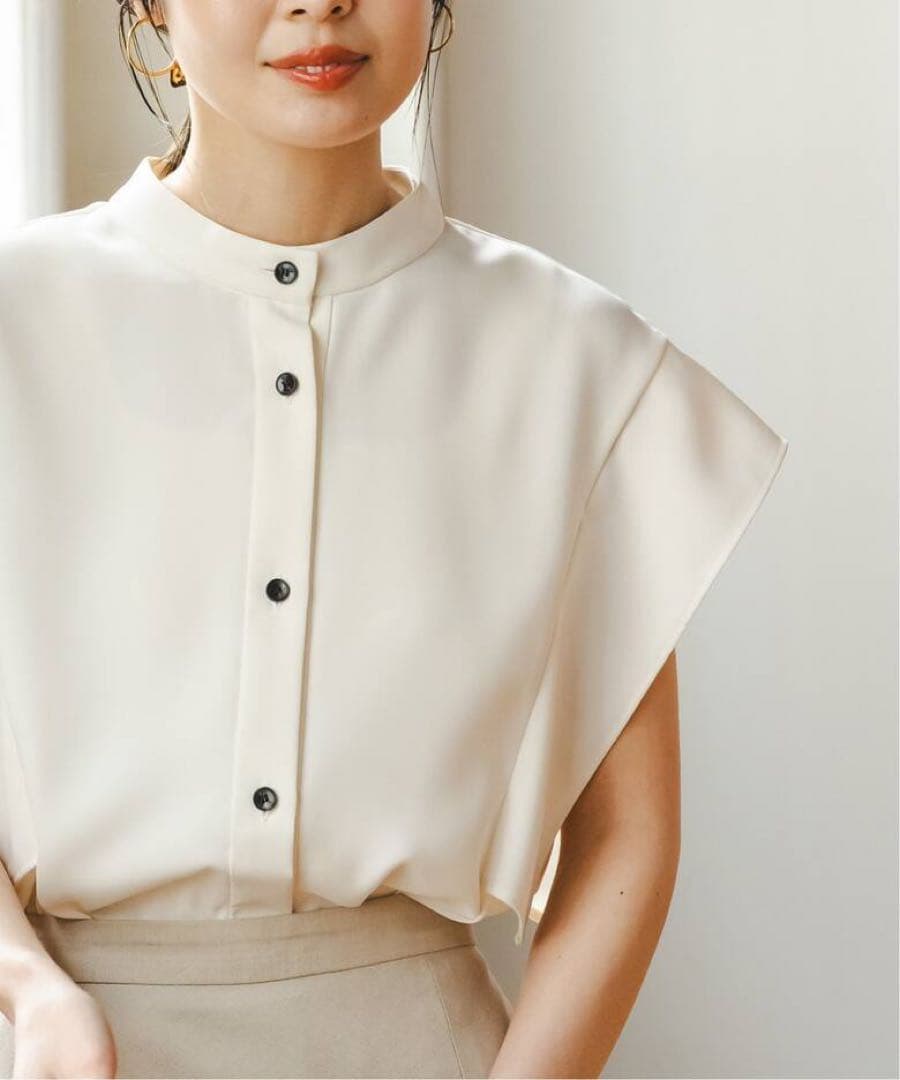 《WEB限定追加》【洗える】スクエアースリーブフロントオープンブラウス2