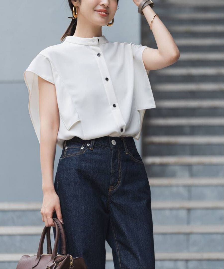 《WEB限定追加》【洗える】スクエアースリーブフロントオープンブラウス2