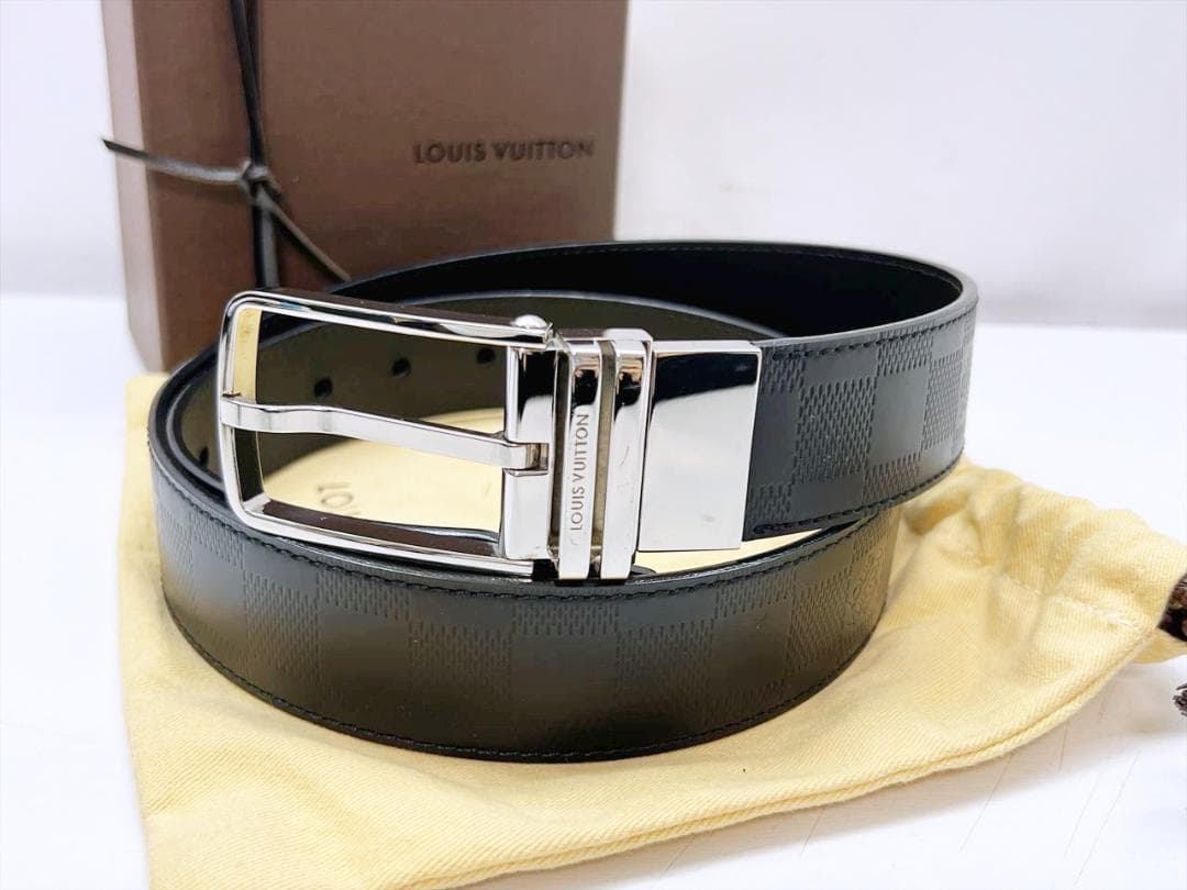 使用感なし　ヴィトン　ダミエアンフィニ　サンチュール　リバーシブル　ベルト　90 楽天市場】LOUIS VUITTON ルイ ヴィトン ダミエアンフィニ サン