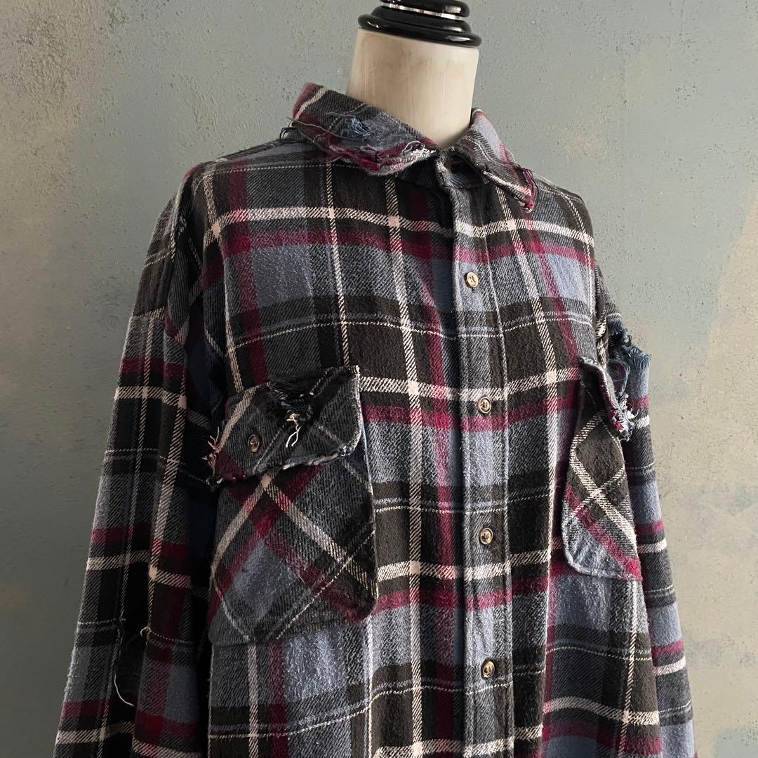 【リピーター様特別割引 】 grunge“襤褸”flannel shirt