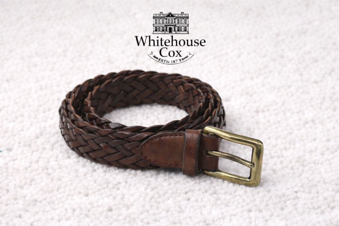 美品 ホワイトハウスコックス メッシュベルト ブラウン M-80英国製正規