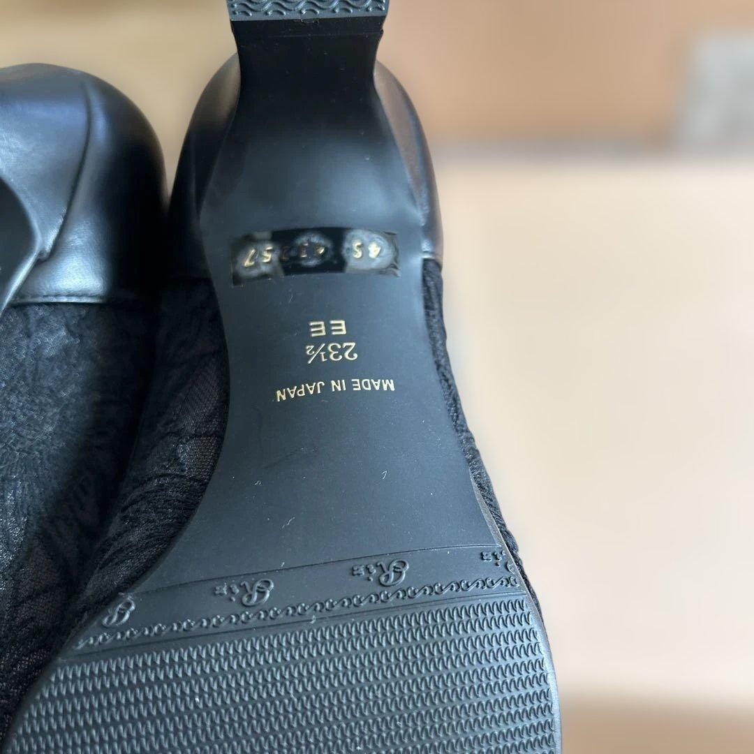 Riz ブラックレースパンプス 23.5cm EE