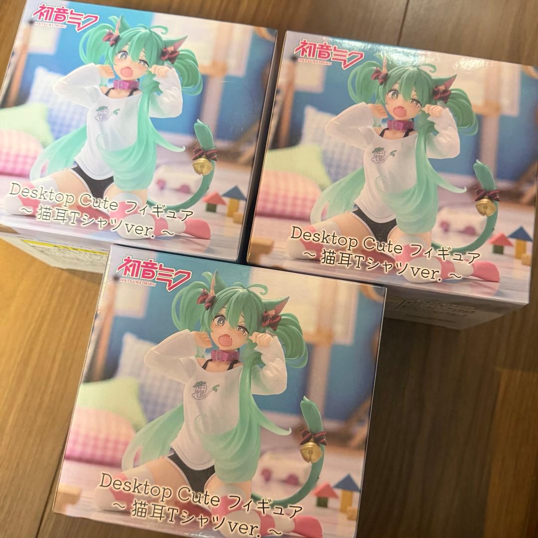 Desktop Cute フィギュア 初音ミク 猫耳Tシャツver. 3個セット 初音ミク Desktop Cute フィギュア ～猫耳Tシャツver.～（タイクレ限定