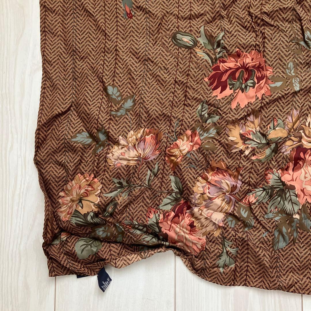 ラルフローレン スカーフ 大判 シルク 花柄 デザイン ファッション 花