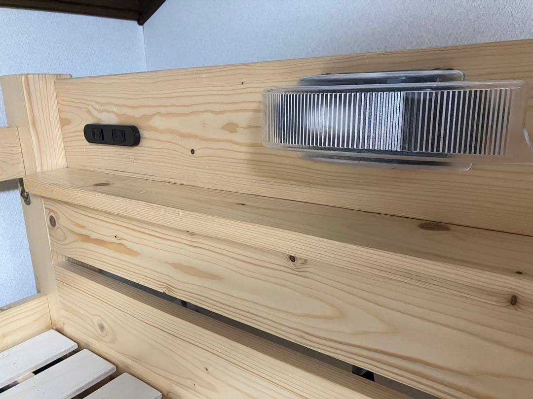 ★《引取り限定》木製ロフトベッド LEDライト・コンセント付き