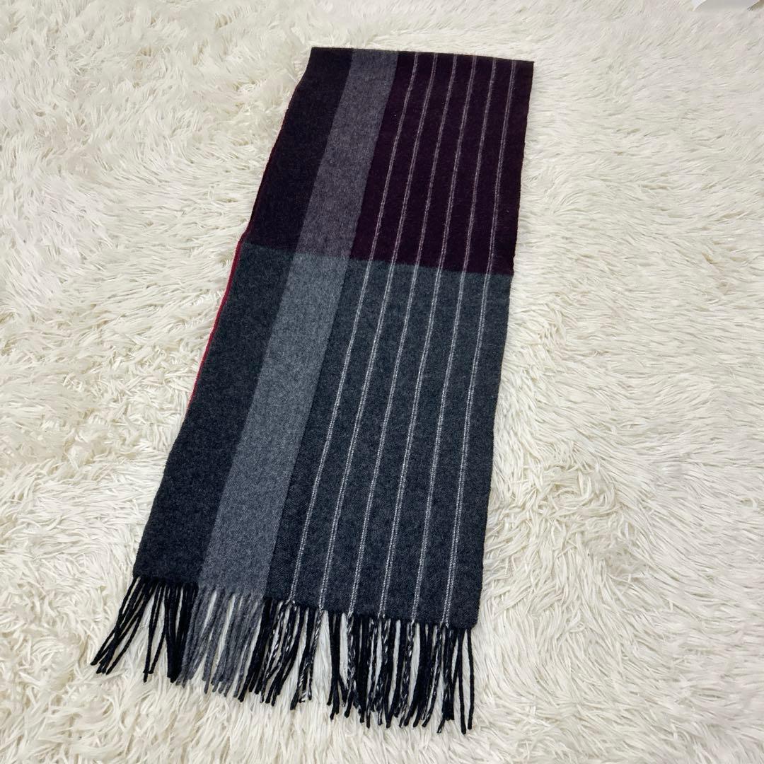 JPRESS ジェイプレス マフラー カシミヤ 100% 赤 グレー フリンジ