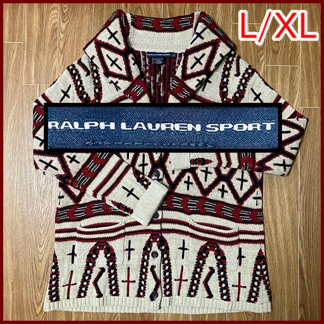 ラルフローレン ネイティブ柄 カシミヤ混カーディガン XL 滝沢眞規子