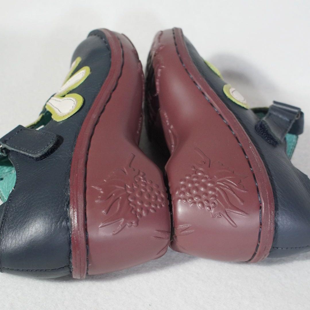 美品《Estacion》ストラップシューズ(M)K072A フラワー ウエッジ