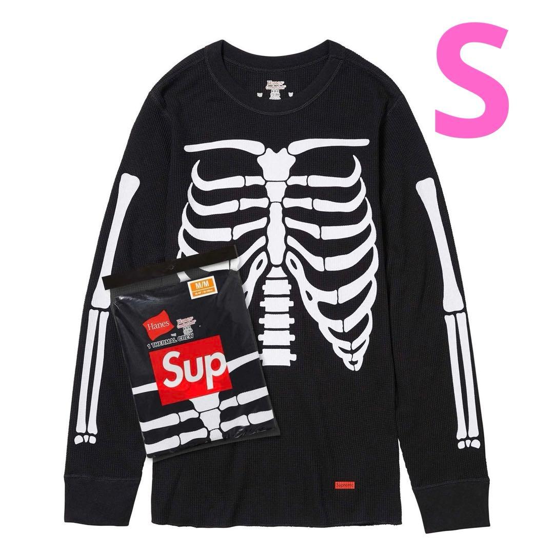 トップス supreme HANES THERMAL CREW BLACK Supreme Hanes Thermal Crew Logo's L/S. Black Small.New Sealed FW20