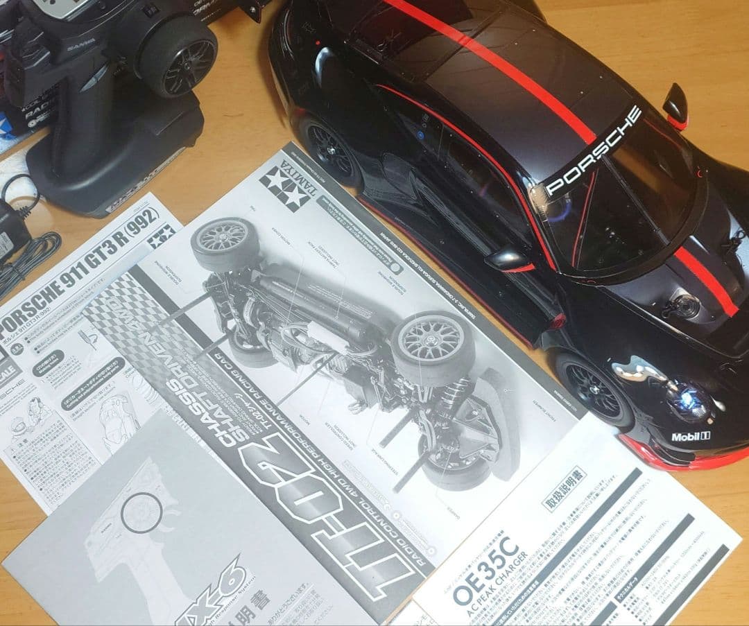 田宮RCポルシェ911GT3 R (992)LEDライト付＆プロポ充電器完成品 - メルカリ