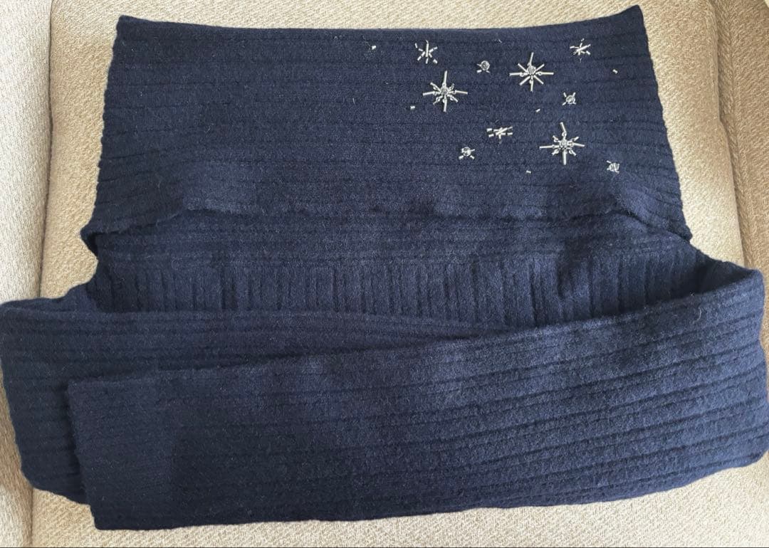 cleblattオフショルダー ネイビー ニットセーター 星刺繍 - メルカリ