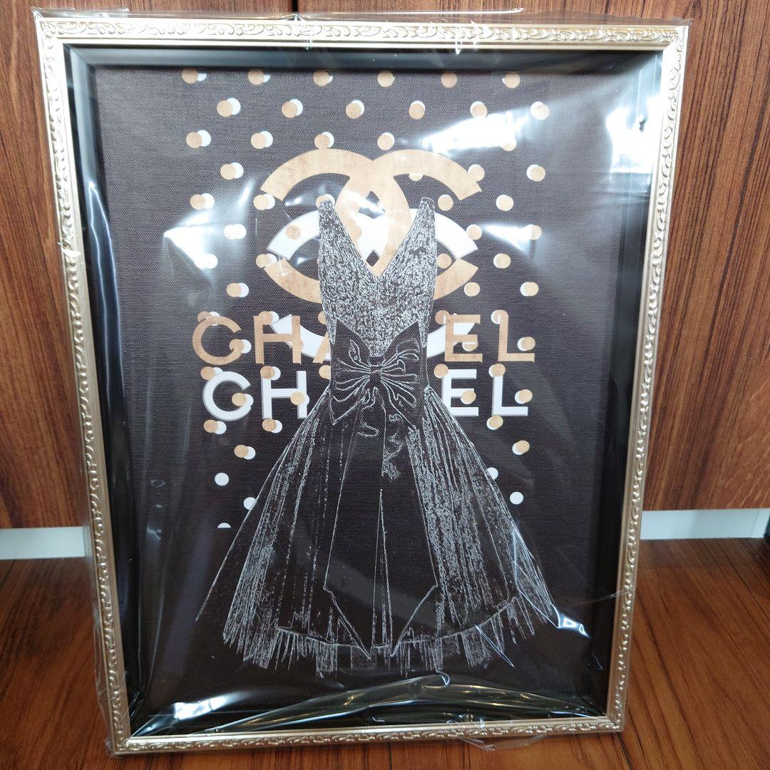 最終値下げ♡CHANEL♡オマージュ　キャンバスアート　ドレス＆ココマーク アートポスター ブランド 額入り A4 サーフガール ココ シャネル