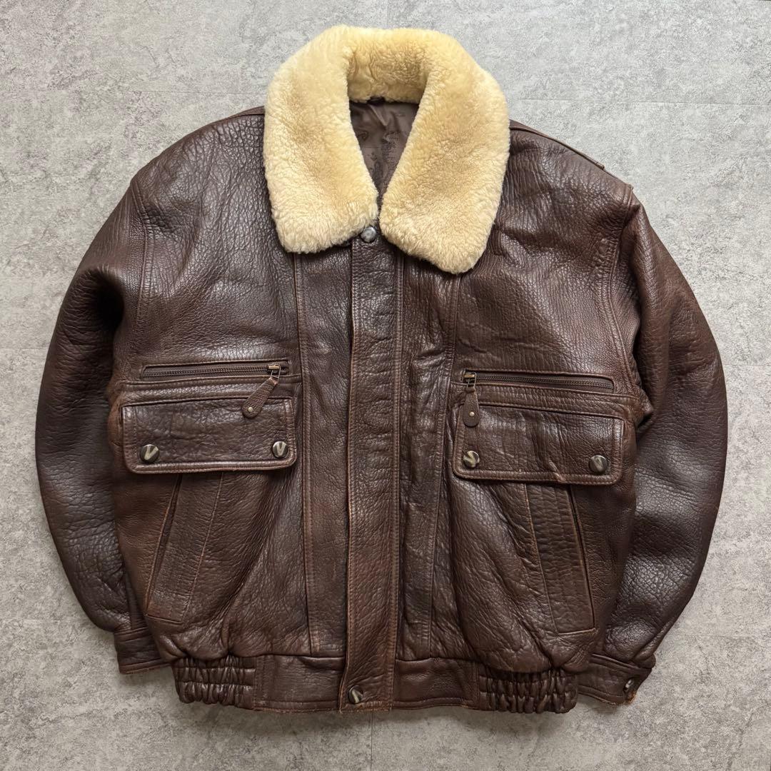 極上90s Vintage G-1 A-2 レザー フライトジャケット ボア襟 - メルカリ