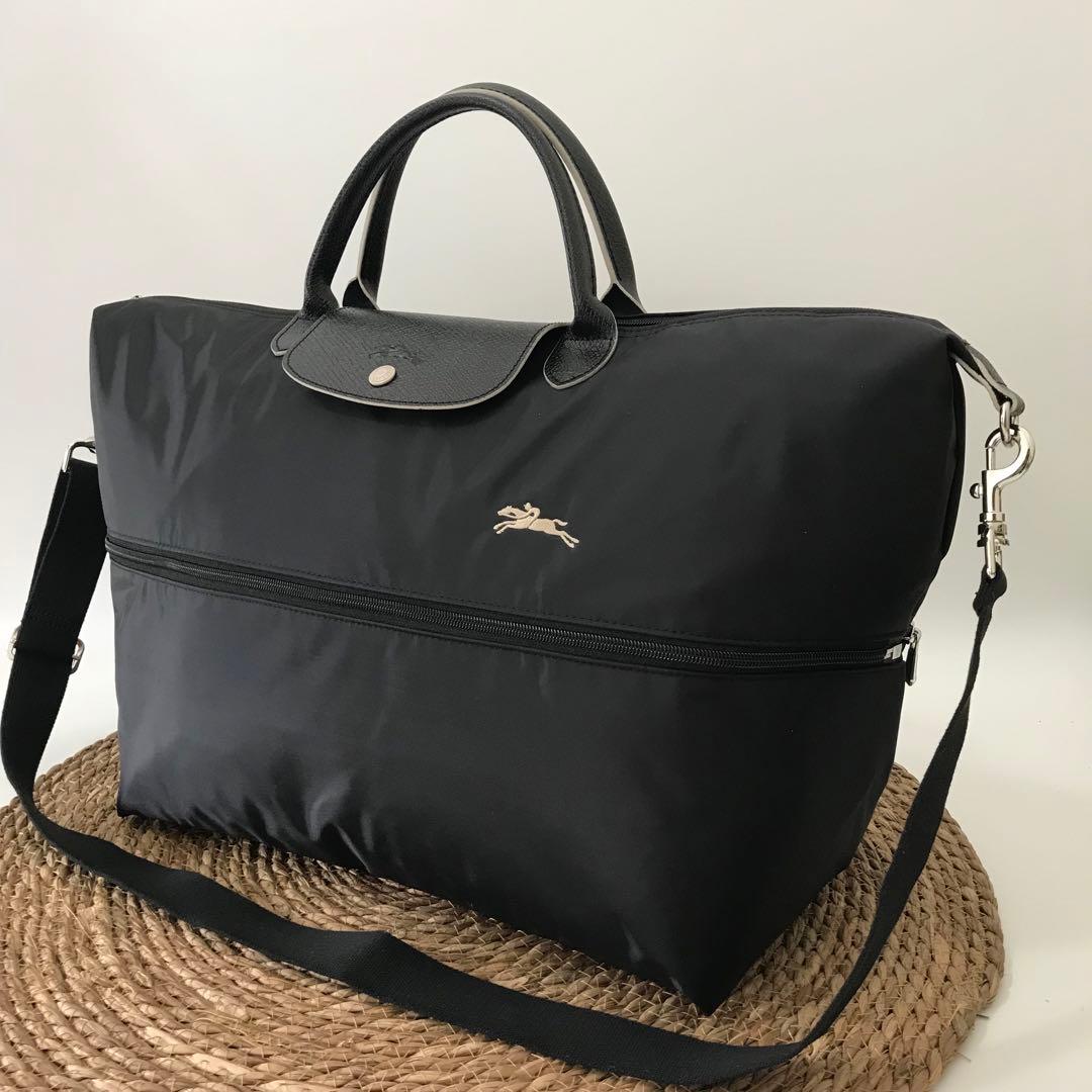 新品ロンシャン ル・プリアージュ 拡張 大容量 ボストン 旅行 ブラック