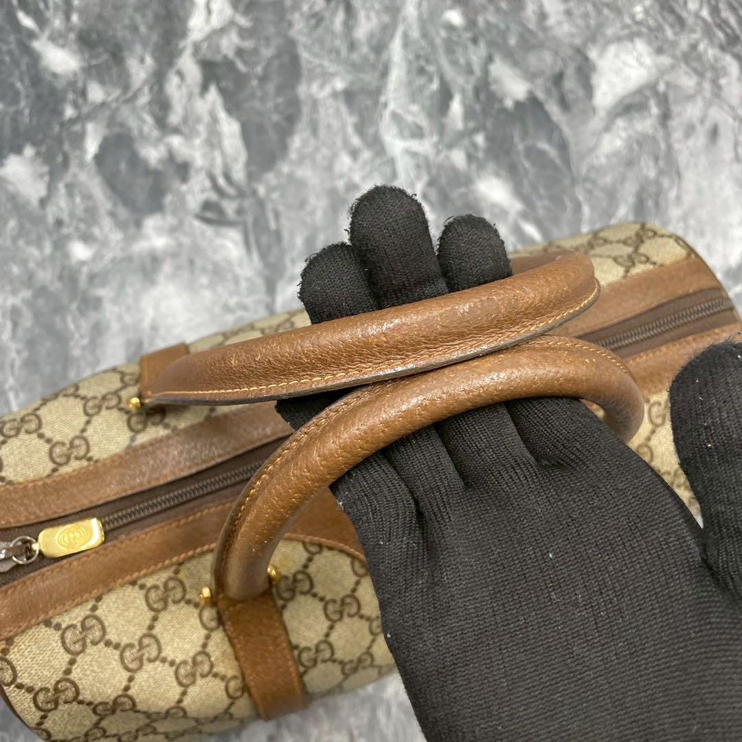 ✨美品✨GUCCI GG シェリーライン ボストンバッグ ブラウン 金具