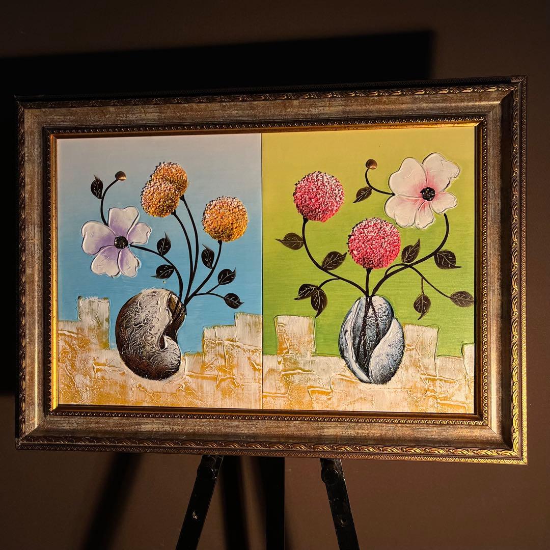 水彩画 風景画 額装済み(故郷) 手書き油絵 山小屋に続く道 絵画 額付き