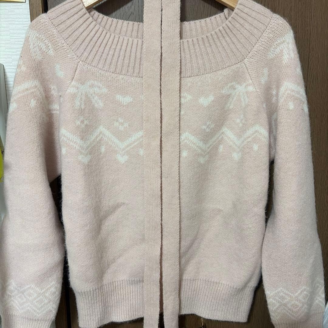 titty&co. ノルディック柄リボン付きオフショルダーニット - メルカリ