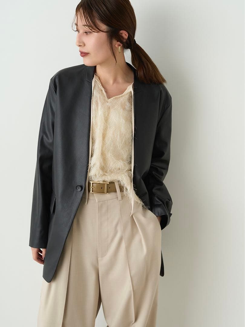 miesroheノーカラーFレザージャケット - メルカリ