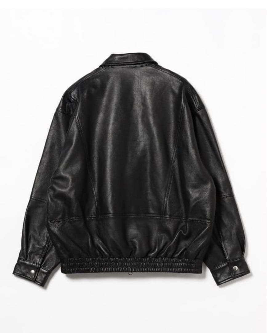 タグ付 BEAMS 本革 ワイドフィットレザージップブルゾンシープスキン